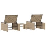 vidaXL Chaises longues 2 pièces avec table en résine tressée beige