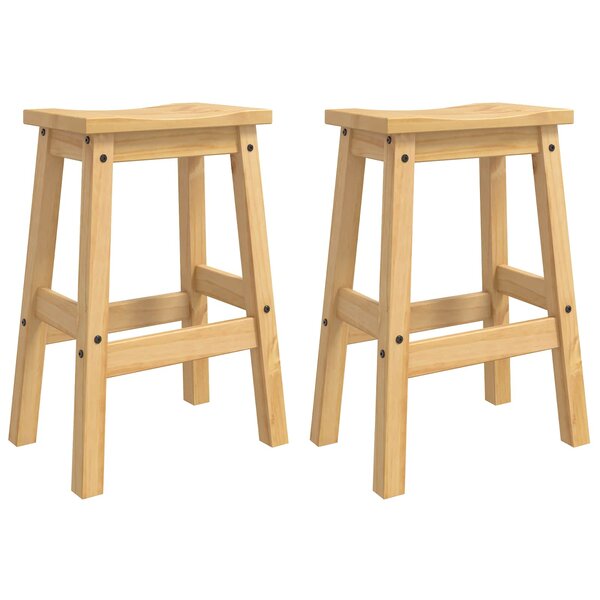 VidaXL Tabouret de bar 2 Pièces Cire de Miel 44 x 30 x 63 cm Pin massif