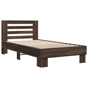 vidaXL Cadre de lit chêne marron 75x190 cm bois d'ingénierie et métal