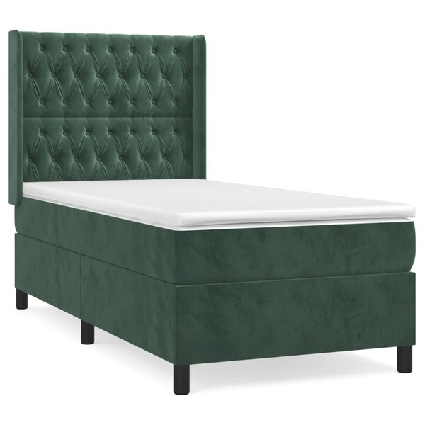 vidaXL Sommier à lattes de lit avec matelas Vert foncé 90x190 cm