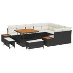 vidaXL Ensemble de canapé de jardin avec coussin 12 Pièces Noir et Crème