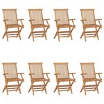 vidaXL Chaises pliables de jardin lot de 8 Bois de teck solide