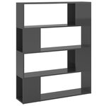 vidaXL Bibliothèque/Séparateur de pièce Gris brillant 100x24x124 cm
