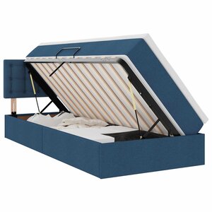 vidaXL Lit avec rangement et matelas avec tête de lit Bleu 90 x 190 cm