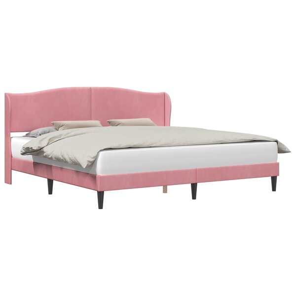 vidaXL Cadre de lit avec tête de lit Rose 200 x 200 cm Velours