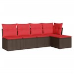 vidaXL Salon de jardin avec coussins 5 Pièces marron résine tressée