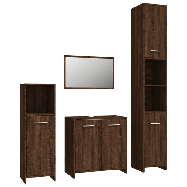 vidaXL Ensemble de meubles de salle de bain 4 Pièces Chêne marron