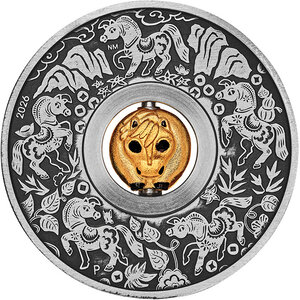 Pièce de monnaie en Argent 1 Dollar g 31.1 (1 oz) Millésime 2023 Rotating Charm YEAR OF THE HORSE (PRÉCOMMANDE)