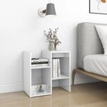 vidaXL Tables de chevet 2 Pièces blanc brillant bois d'ingénierie