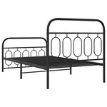 vidaXL Cadre de lit métal sans matelas avec pied de lit noir 100x190cm