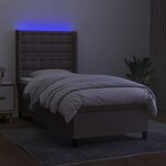 vidaXL Sommier à lattes de lit matelas et LED Taupe 80x200cm Tissu