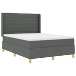 vidaXL Lit à ressorts avec matelas Gris foncé 140 x 200 cm tissu