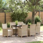 vidaXL Ensemble de salle à manger pour jardin 7 Pièces Beige polyrotin