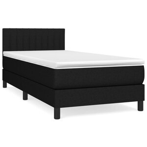 vidaXL Sommier à lattes de lit avec matelas Noir 90x190 cm Tissu
