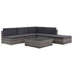 vidaXL Salon de jardin 6 Pièces avec coussins résine tressée gris