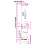 vidaXL Buffet haut Gris béton 34 5x34x180 cm Bois d'ingénierie