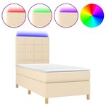 vidaXL Sommier à lattes de lit et matelas et LED Crème 90x190 cm Tissu