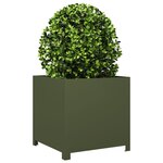 vidaXL Jardinière vert olive 50x50x50 cm acier
