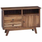 vidaXL Buffet avec tiroir Naturel 100 x 30 x 68 cm Bois de teck massif
