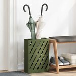 vidaXL Porte-parapluie avec stockage Vert olive 28 x 12 x 41 cm Acier