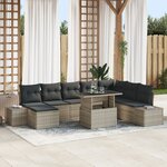 vidaXL Ensemble de salon de jardin 9 pièces avec coussins gris clair en poly rotin