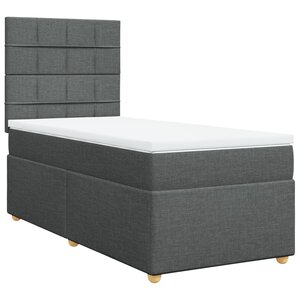 vidaXL Sommier à lattes de lit avec matelas Gris foncé 100x200cm Tissu
