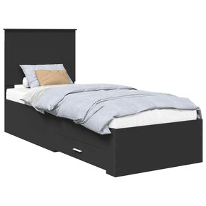 vidaXL Cadre de lit Noir et argent 70 x 190 cm Bois d'ingénierie