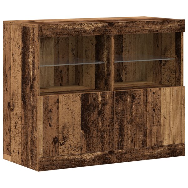 vidaXL Meuble de rangement avec lumières LED Bois ancien 81x37x67 cm