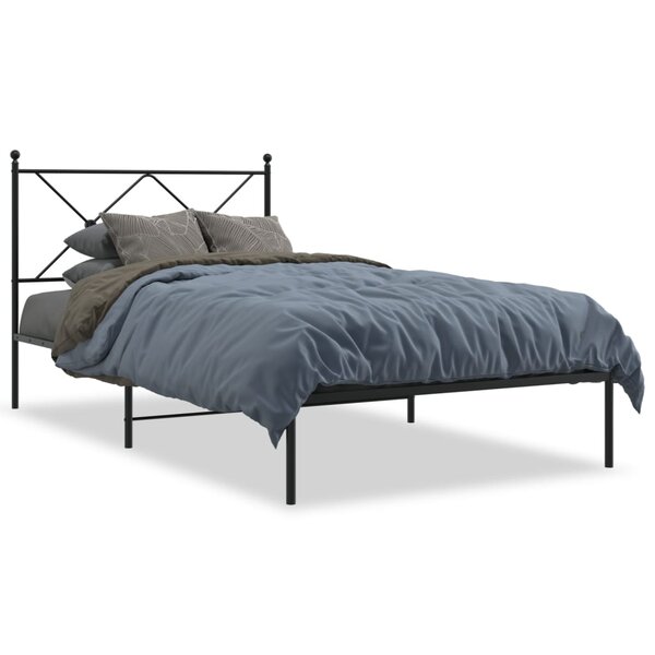 vidaXL Cadre de lit métal sans matelas avec tête de lit noir 100x190cm