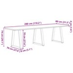 vidaXL Table à manger marron clair 280x80x74 cm rectangulaire