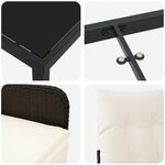 vidaXL Set de table à manger de jardin 3 pièces avec coussins en poly rotin noir