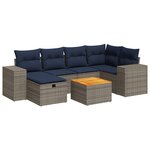 vidaXL Salon de jardin avec coussins 7 Pièces gris résine tressée