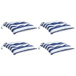 vidaXL Coussins de chaise lot de 4 rayures bleues blanches 50x50x7 cm