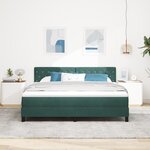 Lit à ressort vidaXL avec matelas et LED vert foncé 180x200 cm en velours