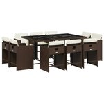 vidaXL Ensemble à manger de jardin et coussins 11 Pièces marron rotin