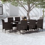 vidaXL Ensemble à manger de jardin avec coussins 9 Pièces noir