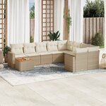 vidaXL Salon de jardin avec coussins 10 Pièces beige résine tressée