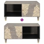 vidaXL Table basse Gris 80 x 50 x 40 cm Bois de mangue massif