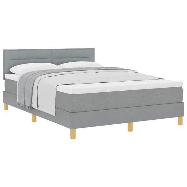 vidaXL Lit à ressorts avec matelas Gris clair 140 x 190 cm tissu
