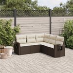 vidaXL Salon de jardin avec coussins 5 Pièces marron résine tressée
