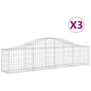 vidaXL Paniers à gabions arqués 3 Pièces 200x30x40/60 cm Fer galvanisé