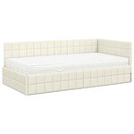 vidaXL Cadre de lit d'angle avec matelas 2 Pièces Crème Velours