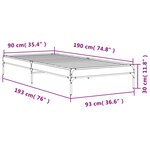 vidaXL Cadre de lit chêne fumé 90x190 cm bois d'ingénierie et métal