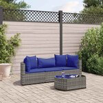 vidaXL Salon de jardin 4 Pièces avec coussins gris résine tressée
