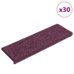 vidaXL Tapis d'escalier 30 pièces 65 x 21 x 4 cm Violet foncé Bord rectangulaire