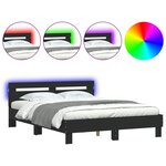 vidaXL Cadre de lit avec tête de lit et LED noir 140x190 cm