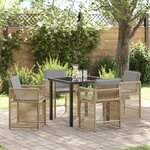 vidaXL Ensemble de salle à manger de jardin de 5 pièces avec coussins Beige Poly Rattan