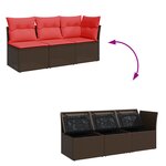 vidaXL Canapé de jardin avec coussins 3 places en résine tressée marron