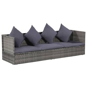 vidaXL Lit de jardin Gris 200x60 cm Résine tressée