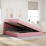 vidaXL Lit de rangement LED avec matelas Rose 180 x 200 cm Velours